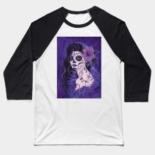 Day of the dead purple Daisy By Renee Lavoie Baseball T-Shirt